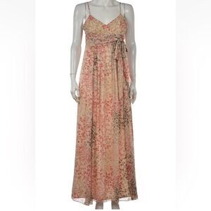 Bcbg Max Azria Maxi Silk floral beaded Dress 10